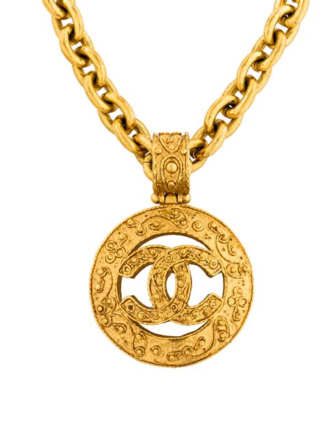 gold pendant chanel logo|cost of Chanel pearl necklace.